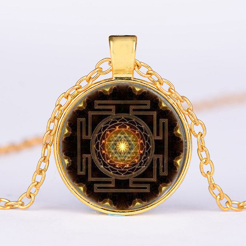 Sacred Sri Yantra Time Gemstone Spiritual Necklace