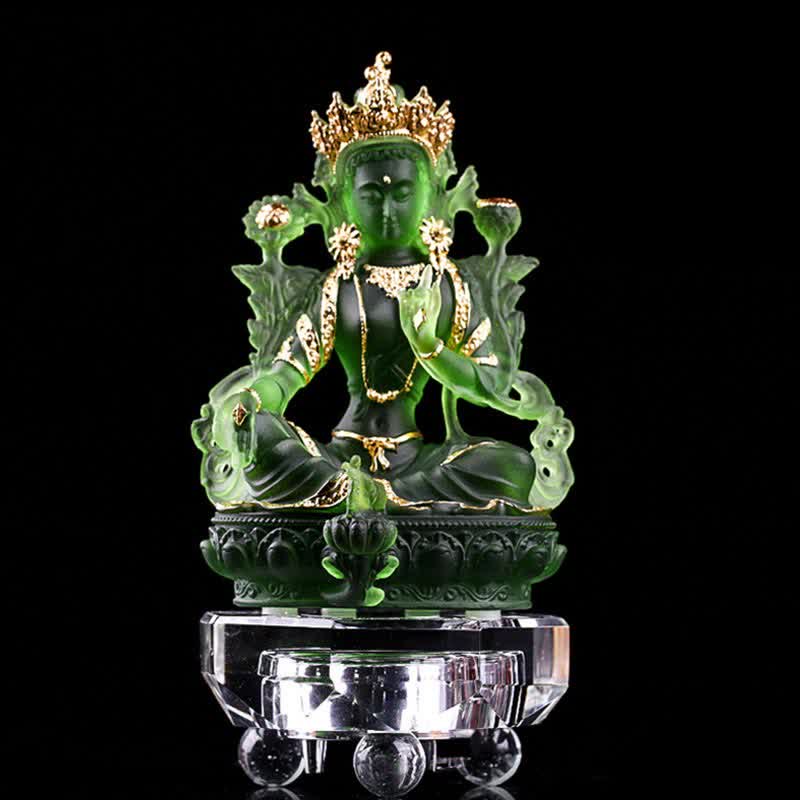Handmade Liuli Green Tara Buddha Statue | Protection Decor
