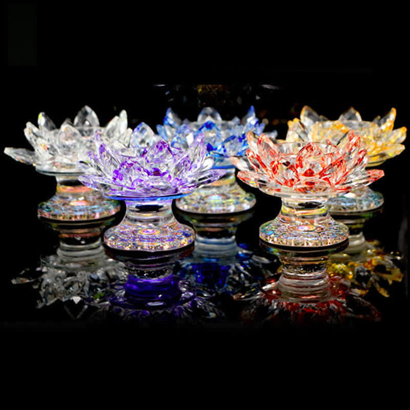 Lotus Flower Crystal Candle Holder | Spiritual Home Accent