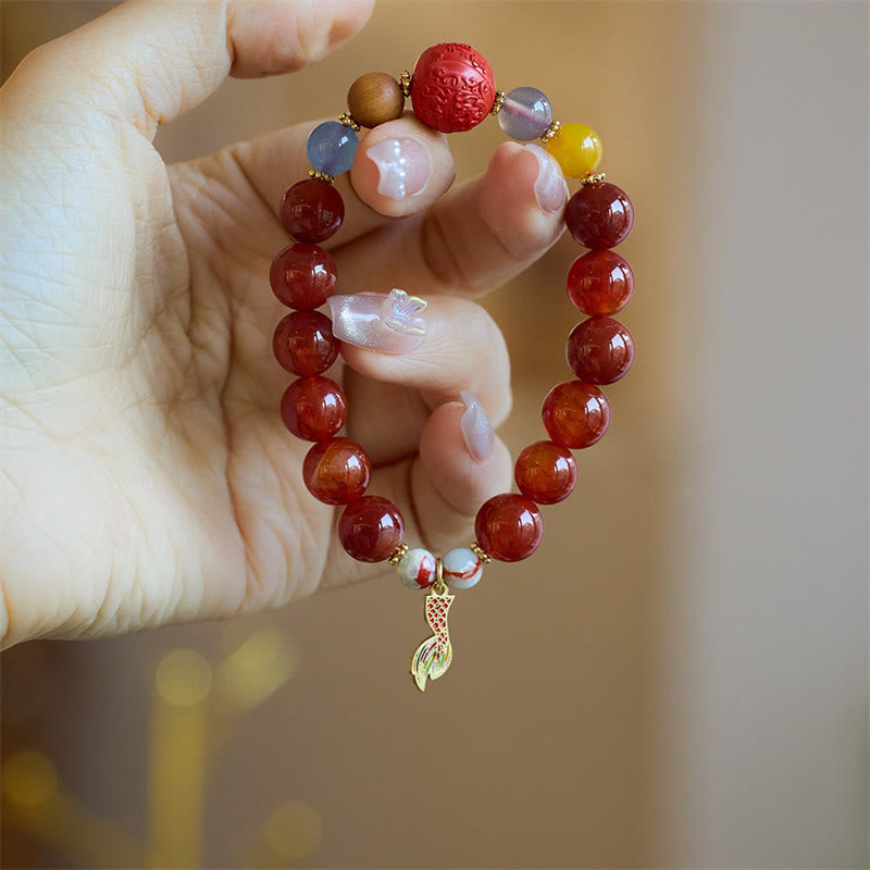 Red Agate Peace Talisman Confidence Bracelet 10mm Beads