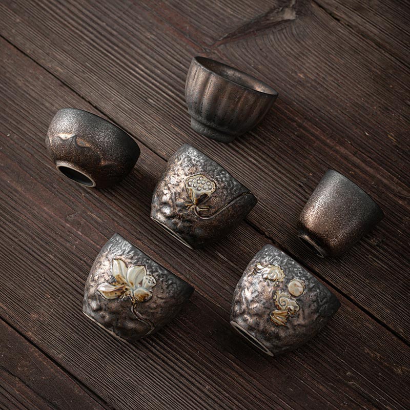 Lotus Pod Leaf Flower Ceramic Kung Fu Tea Cup 110ml