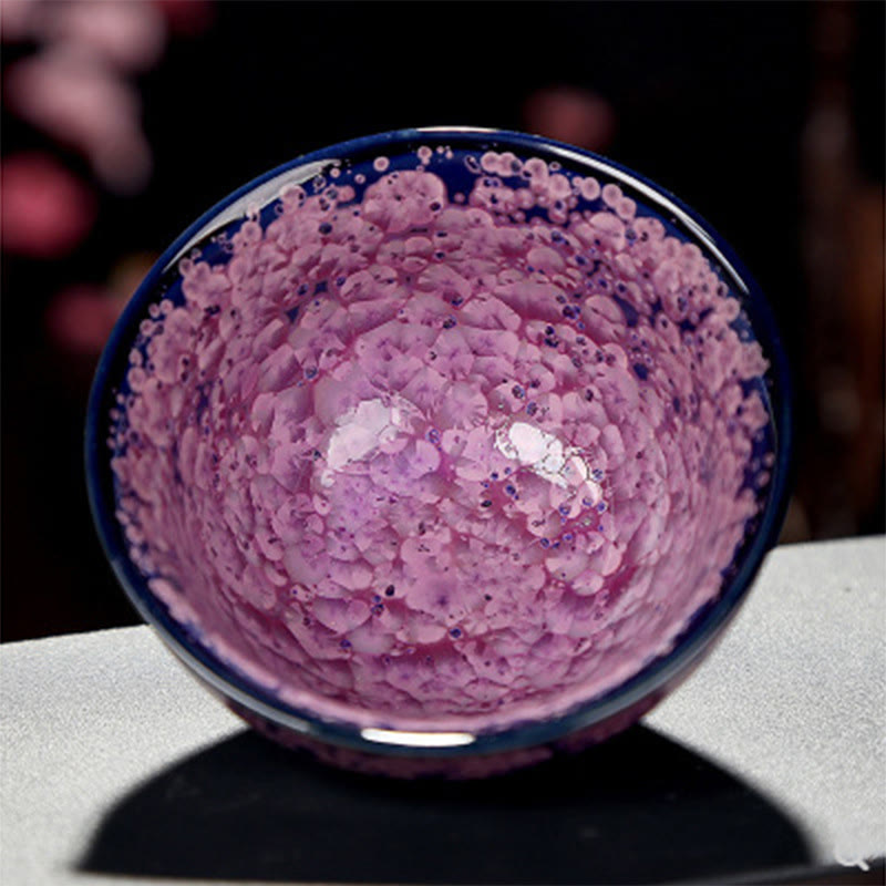 Colorful Iris Flowers Jian Zhan Teacup 110ml Ceramic