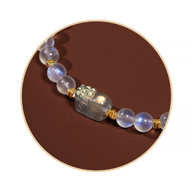 Moonstone Love & Calm Healing Bracelet 925 Silver Gold Plated