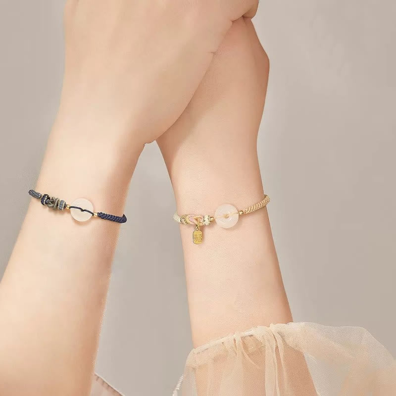 Handmade White Agate Peace Buckle Luck Protection Bracelet