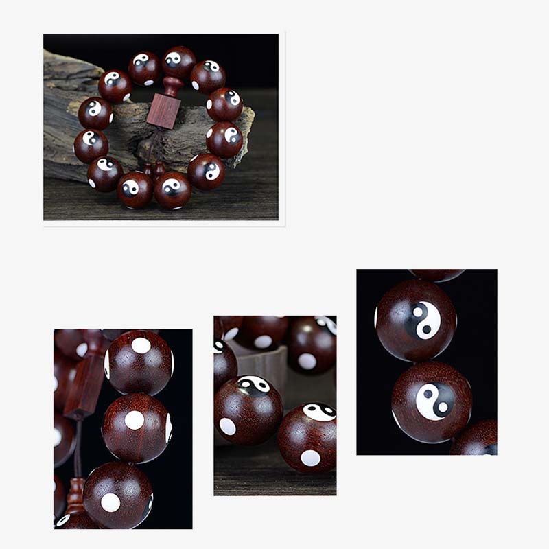 Small Leaf Red Sandalwood Yin Yang Bracelet 20mm