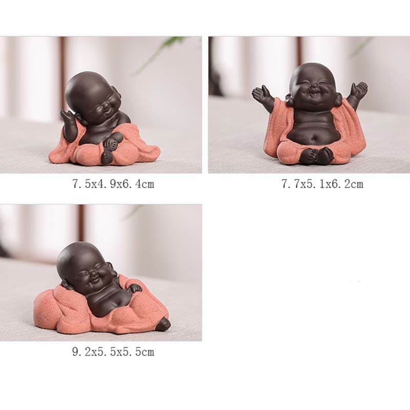 Purple Clay Laughing Buddha Statue | Luck & Wealth Decor