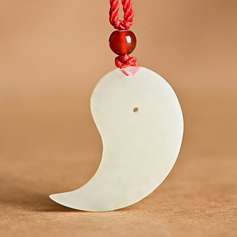 Yin Yang White Jade Cyan Jade Protection Necklace