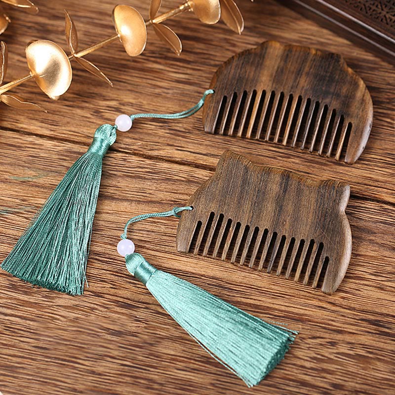 Chinese Zodiac Green Sandalwood Mini Peace Comb