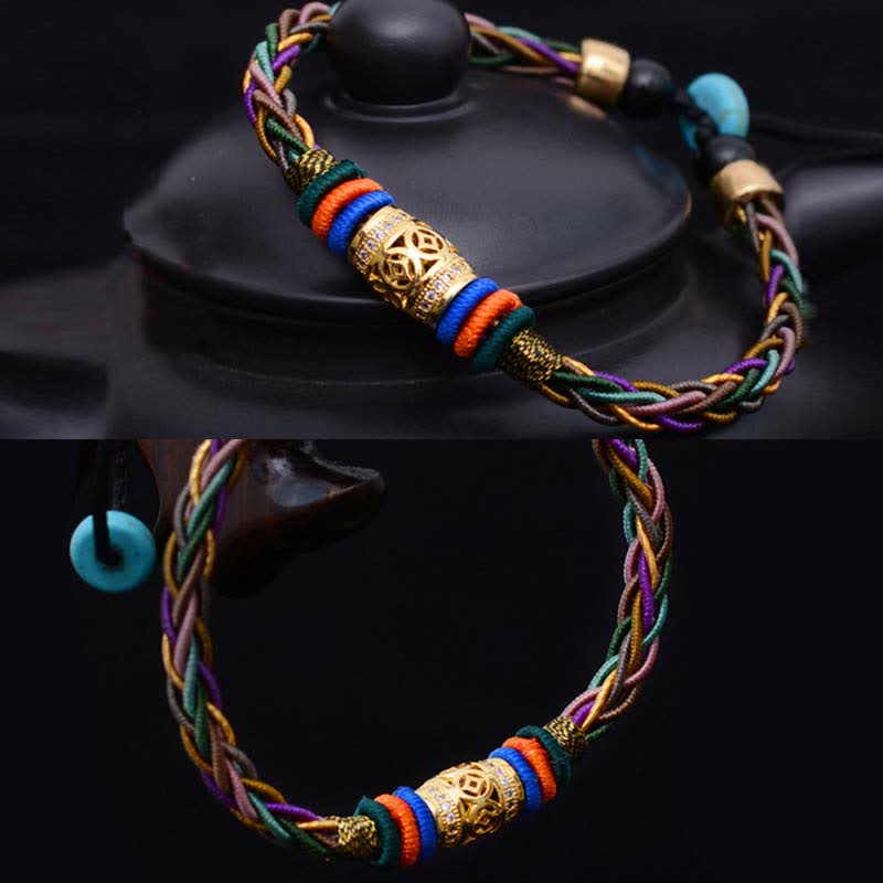 Tibetan Red String Bracelet with Copper Coin | Protection & Luck