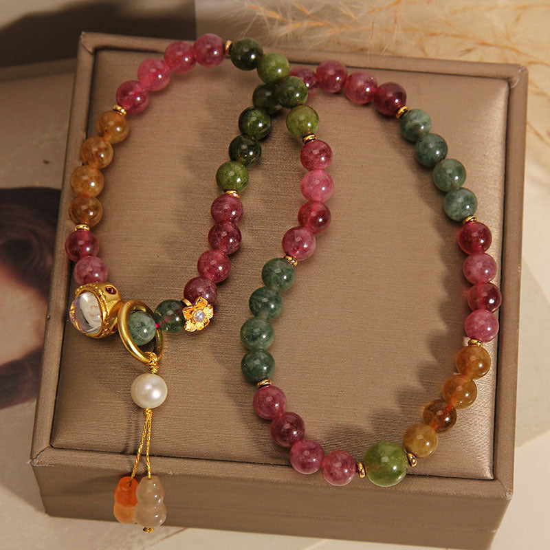 Double Wrap Multicolored Tourmaline Bracelet for Protection