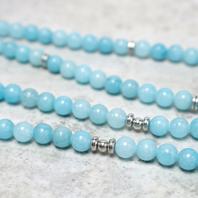 108 Bead Amazonite Gemstone Mala Bracelet for Healing & Confidence