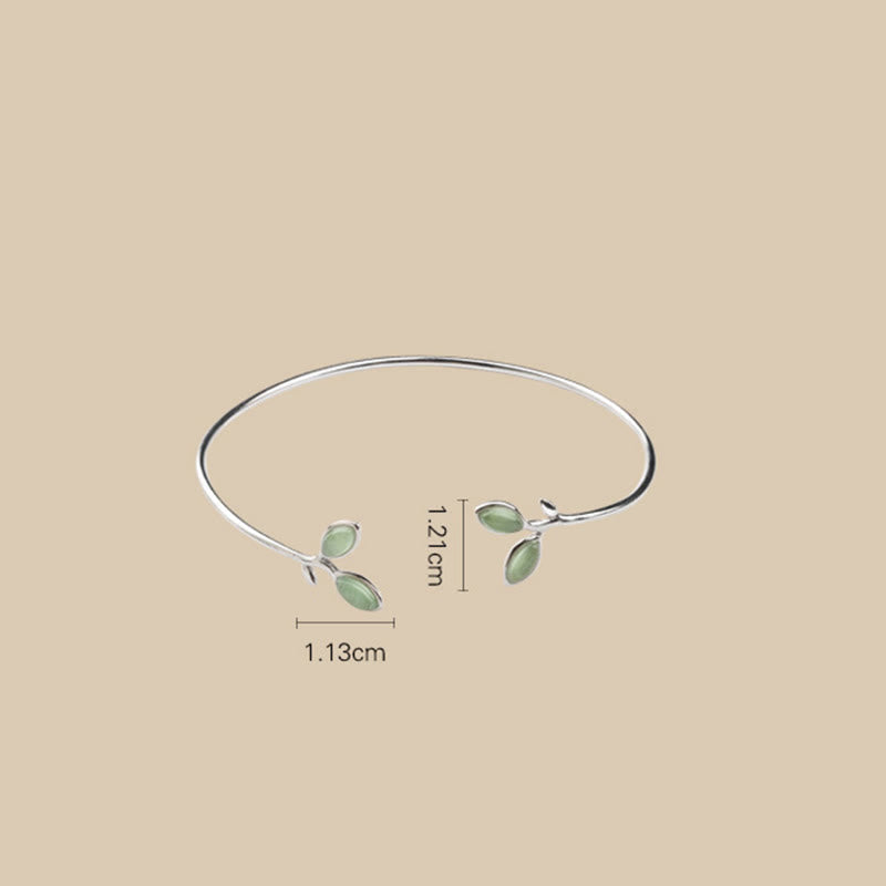 Copper Cat Eye Leaf Pattern Support Cuff Bracelet