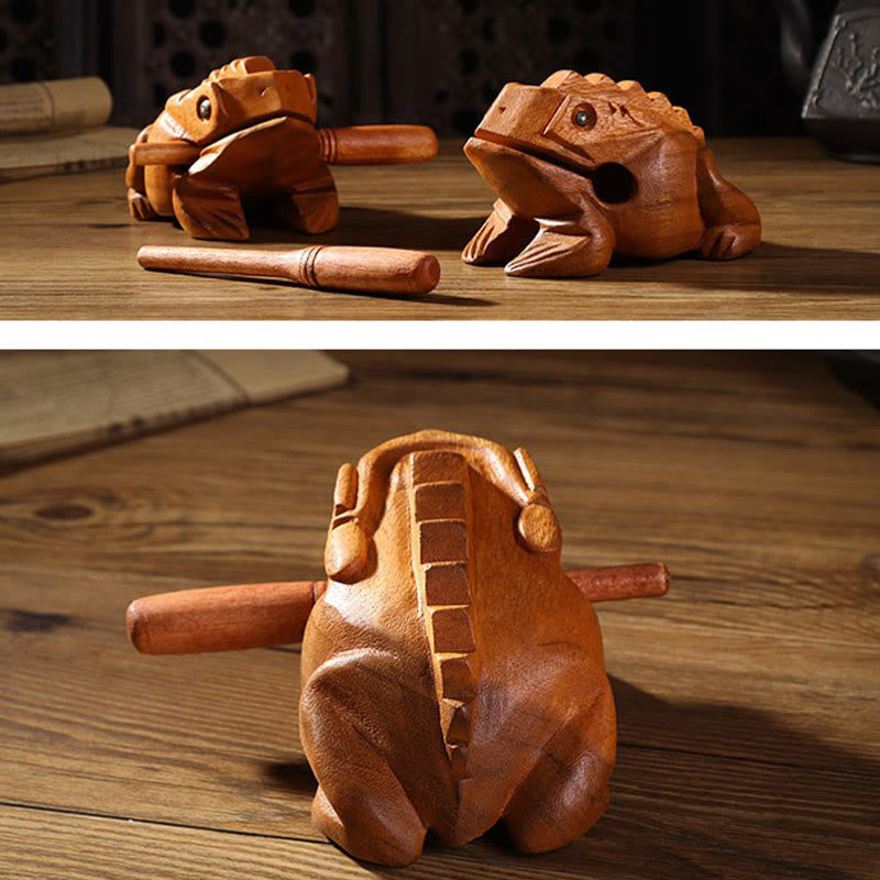 Miniature Feng Shui Wealth Luck Frog Decoration 6.5cm Wood
