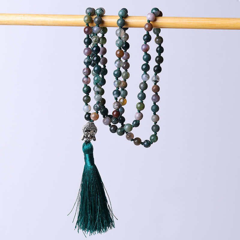 Indian Agate 108 Beads Mala Bracelet for Cleansing Energy