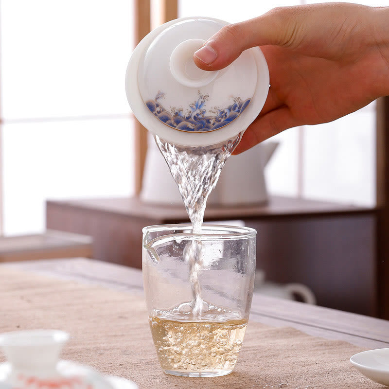 White Porcelain Gaiwan Tea Cup with Lid - Zen Decor