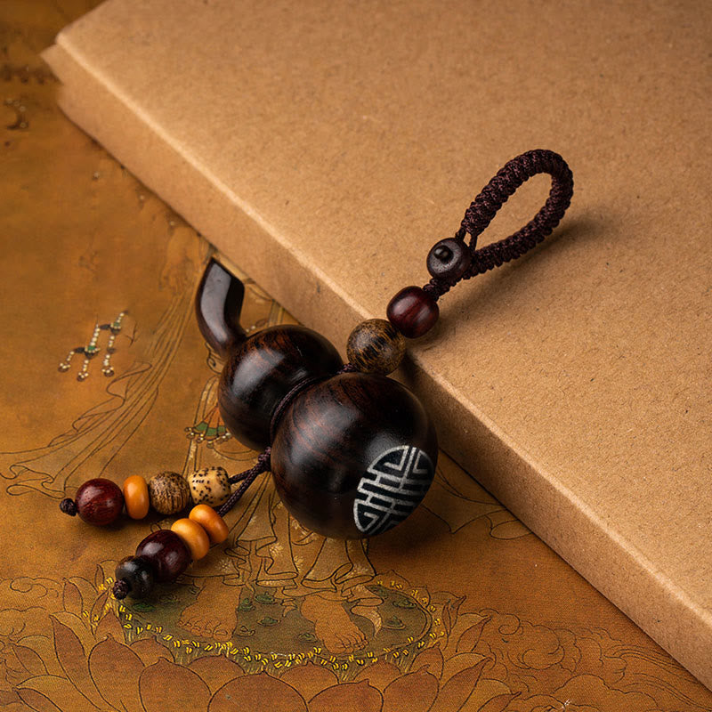 Ebony & Red Sandalwood Gourd Key Chain for Luck & Protection