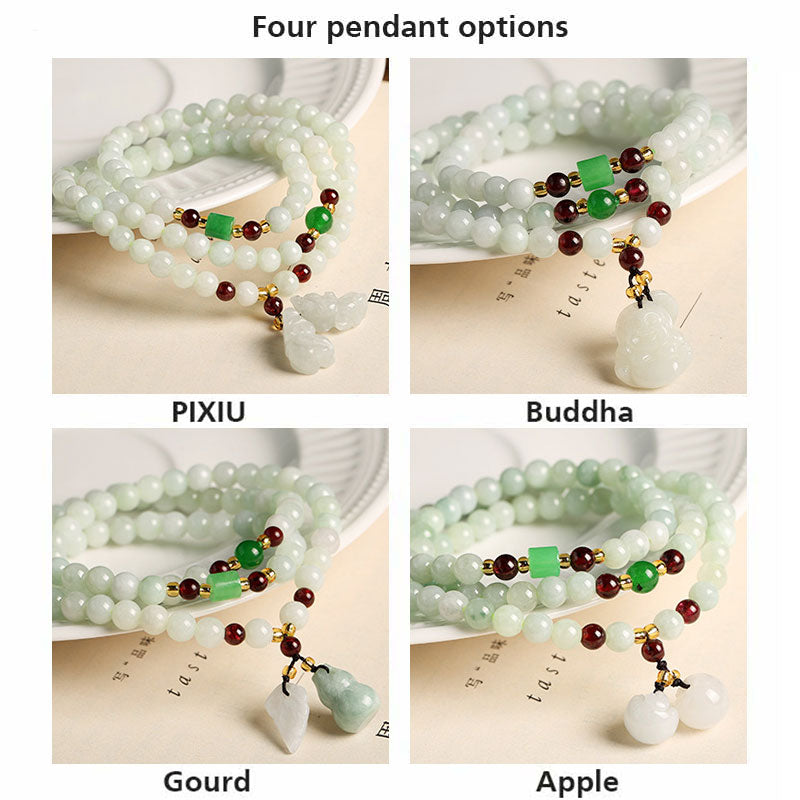 6mm Jade Abundance Bracelet with Pixiu & Buddha Charms