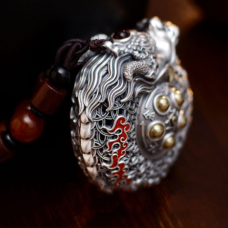 999 Sterling Silver Dragon Ball Hanging Decoration for Strength & Balance