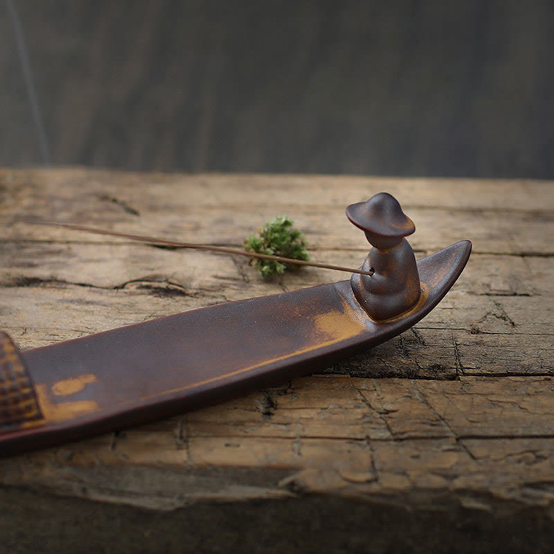 Ceramic Meditation Incense Burner | Lonely Fisherman Design