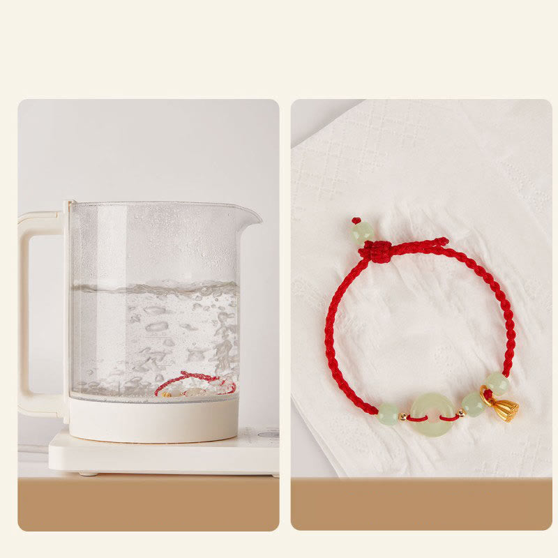 Jade Lotus Peace Buckle String Bracelet for Abundance