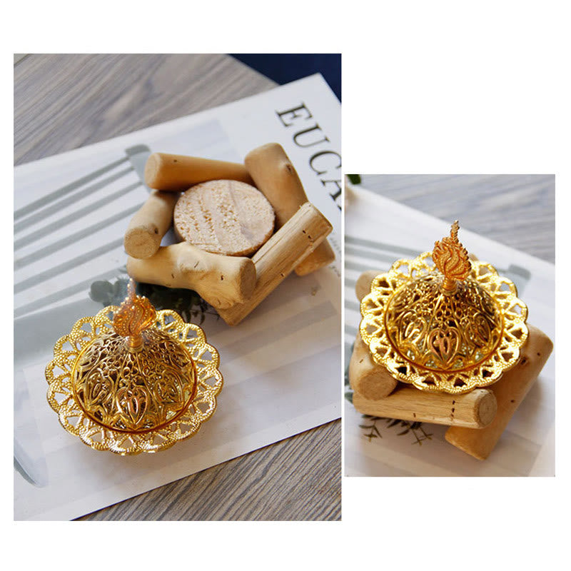 Gold Alloy Healing Mini Incense Burner for Meditation & Relaxation