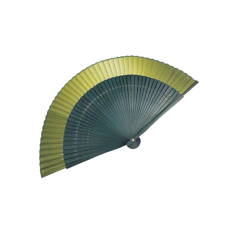 Handheld Gradient Bamboo Folding Fan for Spiritual Decor