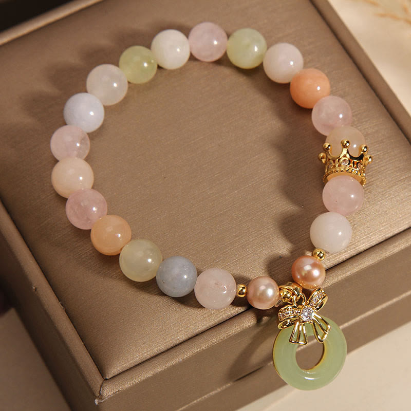 Morganite Peace Buckle Jade Bracelet for Confidence & Calm