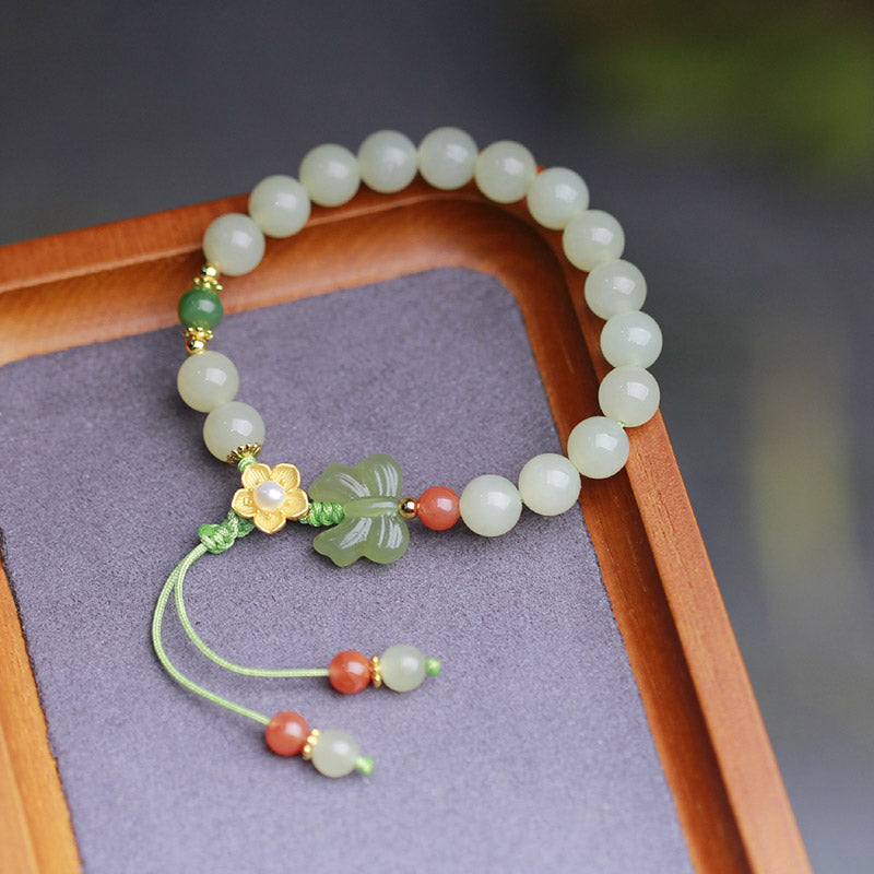 Jade Butterfly Luck Bracelet in 925 Sterling Silver