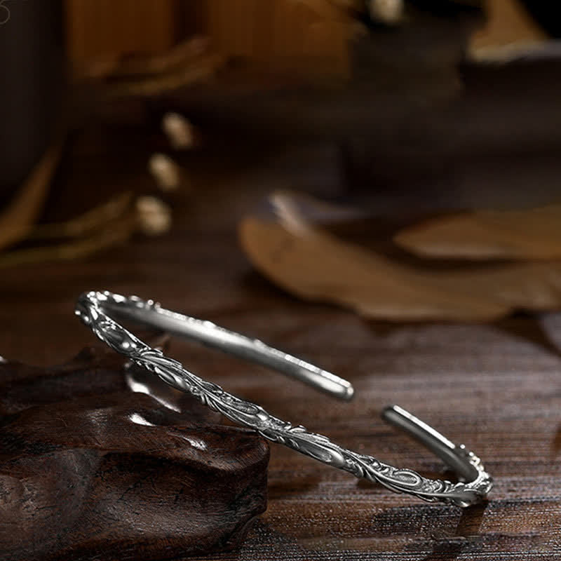 925 Sterling Silver Vine Engraved Protection Bracelet