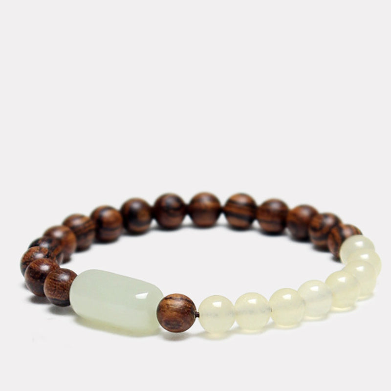 8mm Jade Sandalwood Mala Luck Abundance Bracelet
