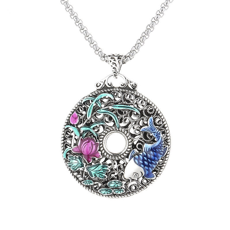 Koi Fish Lotus Peace Buckle Fu Character Wealth Necklace