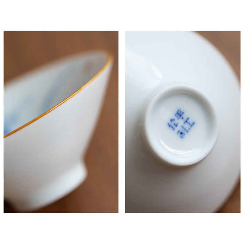 Mandala Koi Fish Lotus Ceramic Tea Cup 50ml Harmony