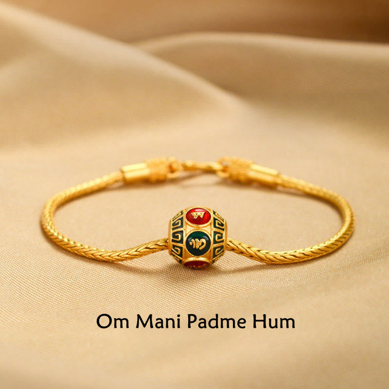 Om Mani Padme Hum Copper & 18K Gold Peace Bracelet