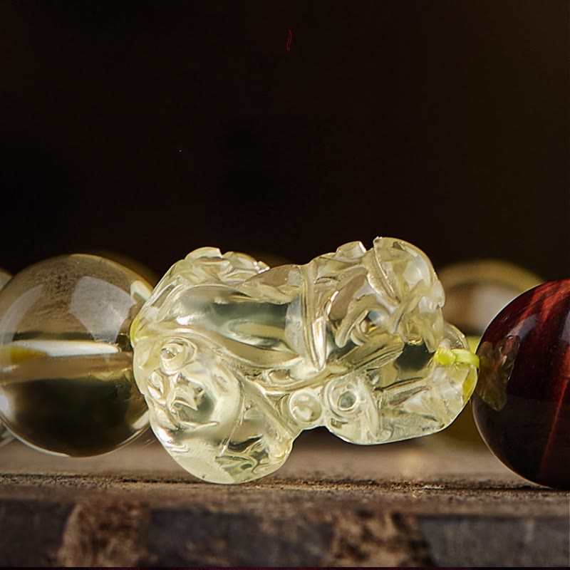 8mm Citrine Tiger Eye Pixiu Prosperity Bracelet