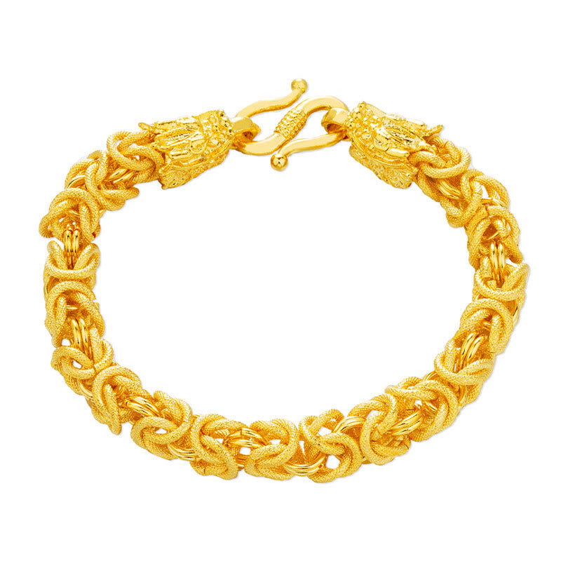 Premium 24k Gold Plated Double Headed Dragon Protection Bracelet