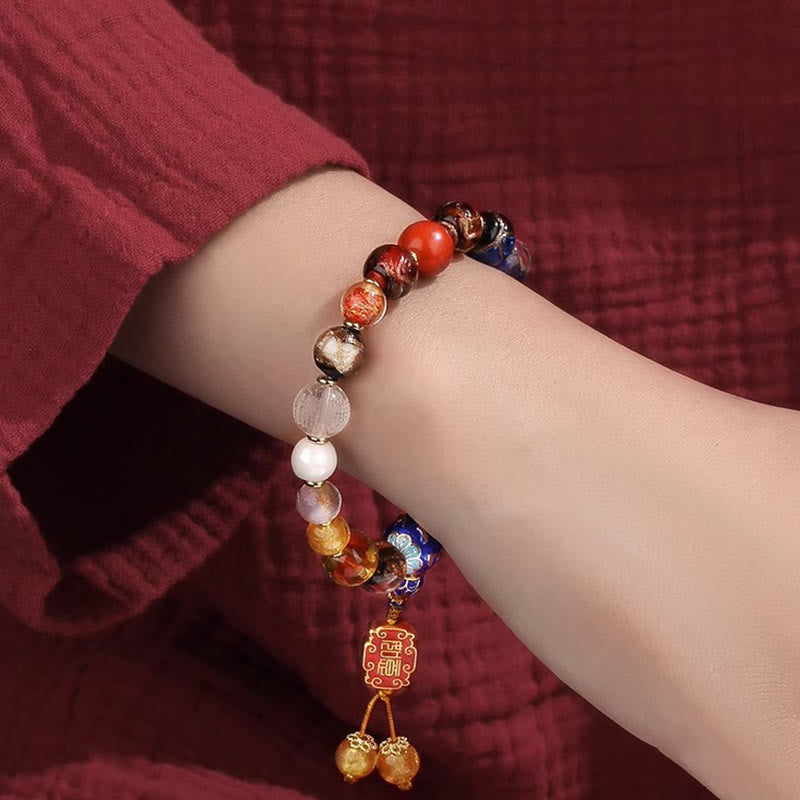 Om Mani Padme Hum Tibetan Wrist Mala | 18 Incense Ash Liuli Glass Beads