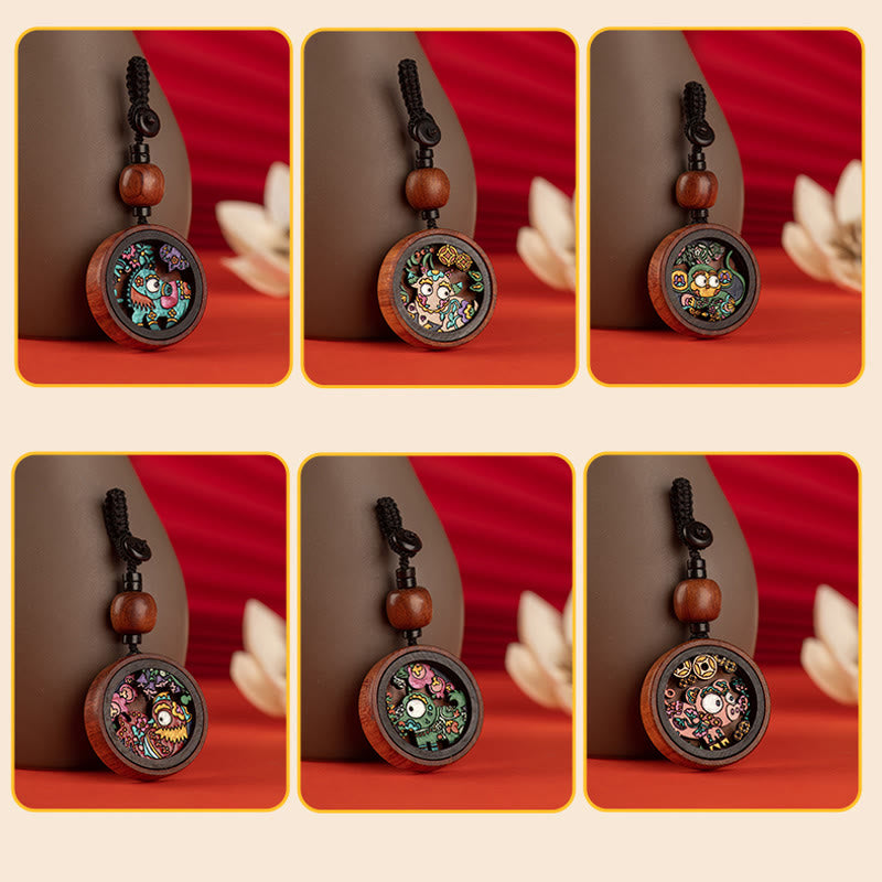 Year Of The Dragon Rosewood Zodiac Key Chain
