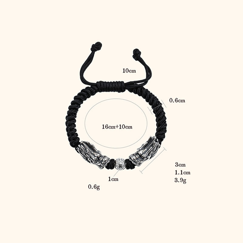 Sterling Silver Double Dragon Bracelet | Luck & Protection