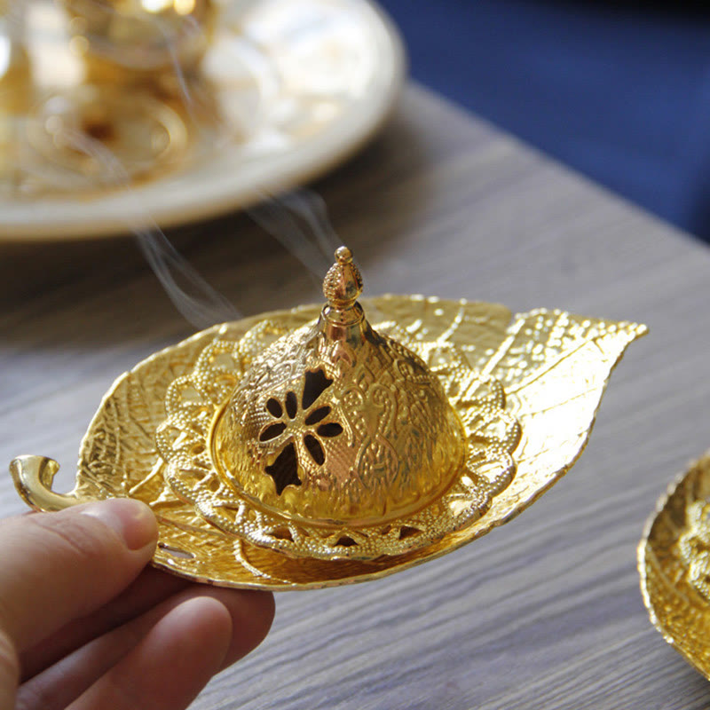 Tibetan Gold Leaf Incense Burner | Mini Meditation Coaster