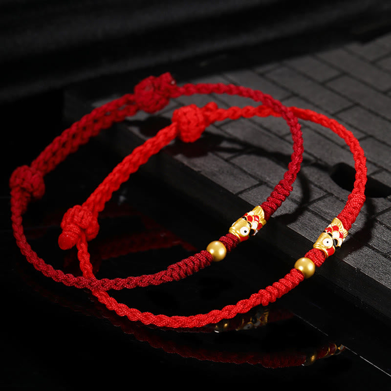 Unisex Red 999 Gold Koi Fish Luck Bracelet for Protection