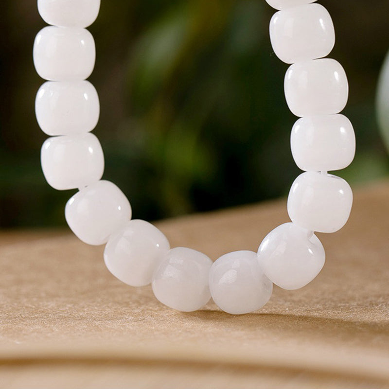 8mm White Jade Protection Bracelet for Happiness & Luck