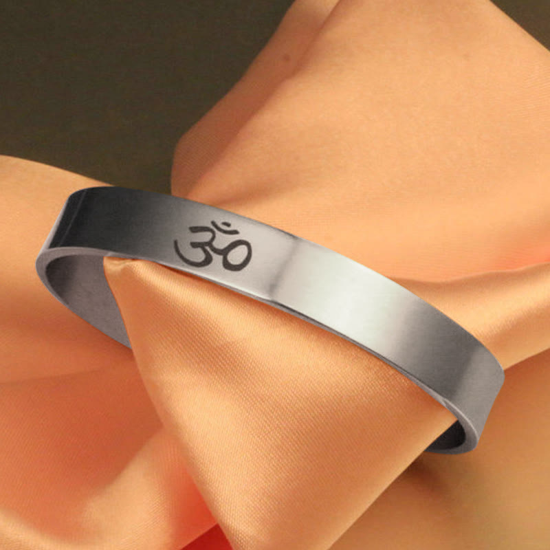 Titanium Steel OM Symbol Mindfulness Cuff Bracelet