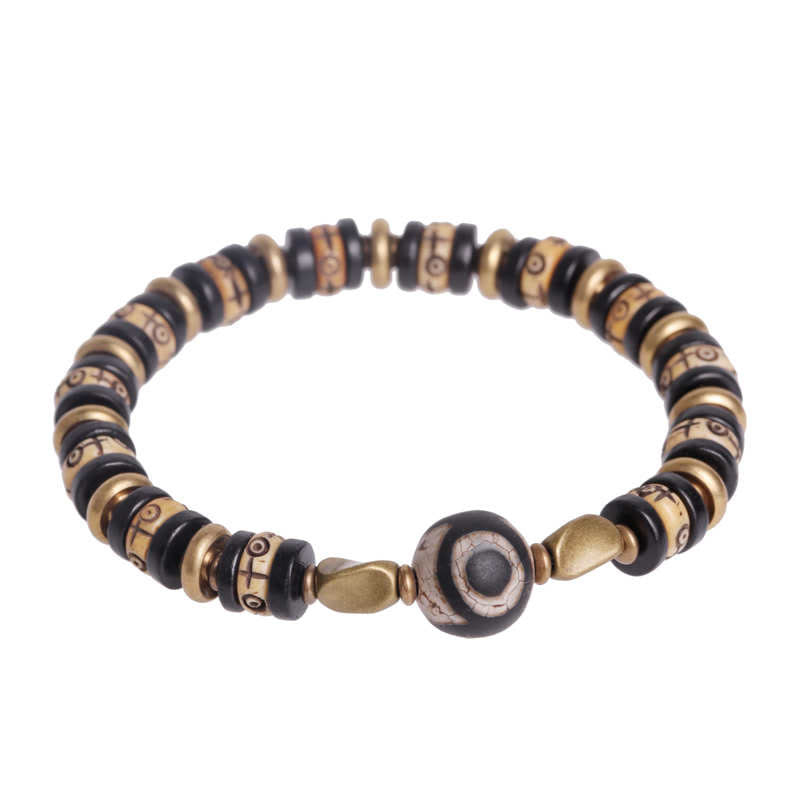 8mm Tibetan Yak Bone Ebony Wood Strength Bracelet