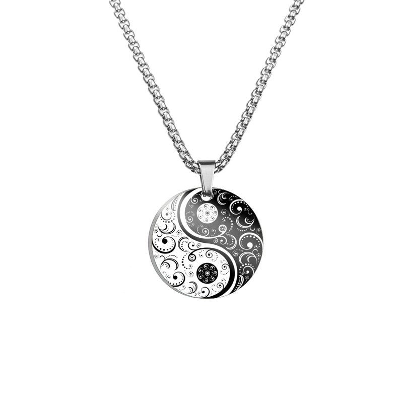 Titanium Steel Yin Yang Koi Fish Harmony Necklace