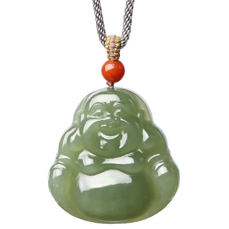 Hetian Jade Laughing Buddha Necklace for Abundance & Prosperity