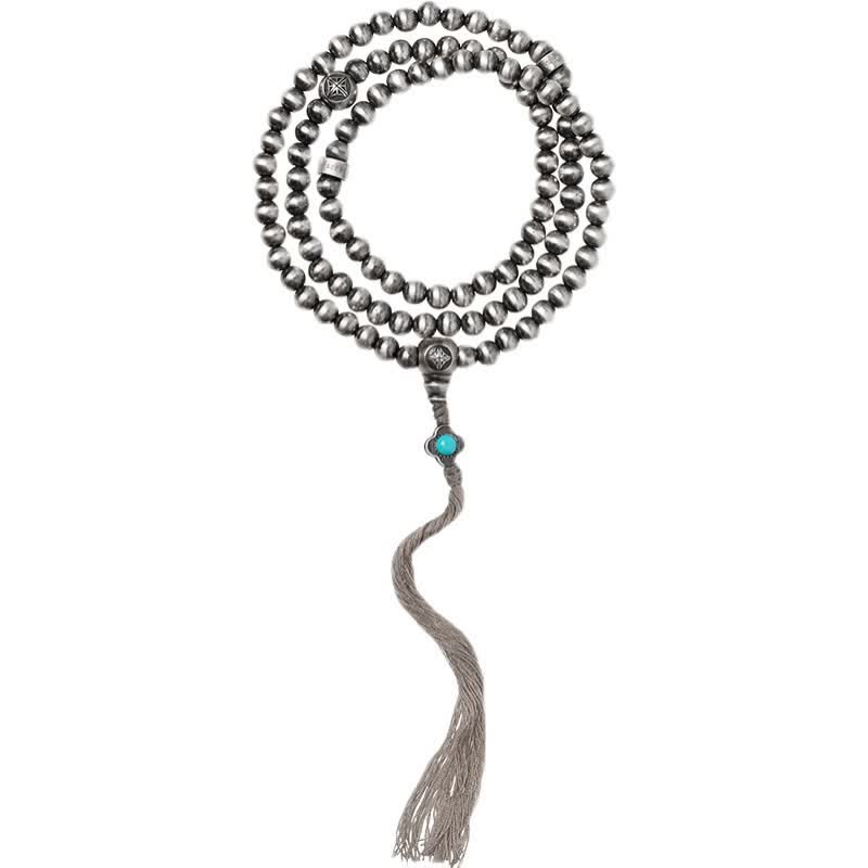 108 Mala Beads Sterling Silver Red Agate Turquoise Confidence Bracelet