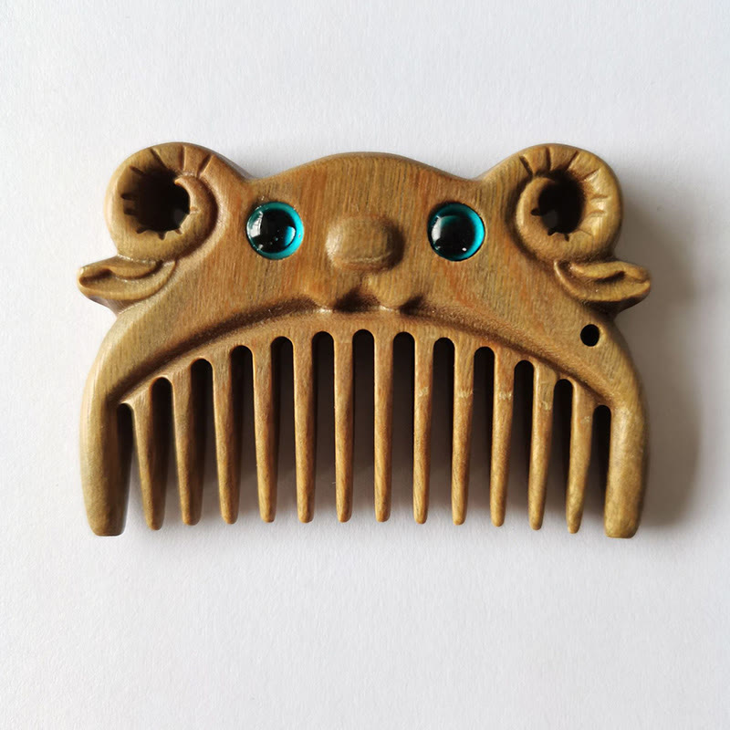 Chinese Zodiac Green Sandalwood Mini Peace Comb