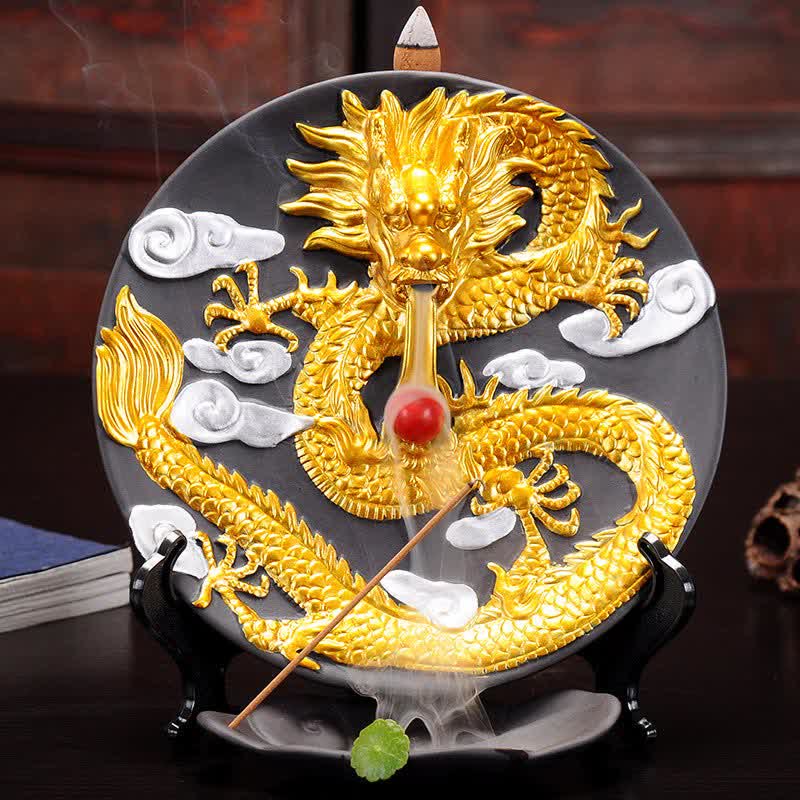 Dragon Ceramic Backflow Smoke Fountain Incense Burner for Meditation