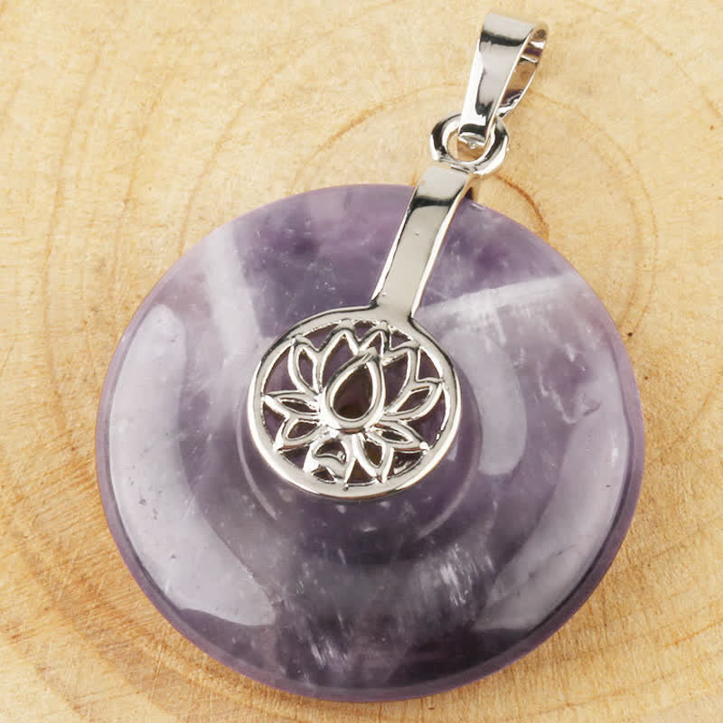 Various Crystal Amethyst Pink Lotus Healing Necklace
