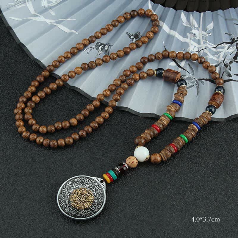 Turquoise Om Mani Padme Hum Prayer Wheel Necklace